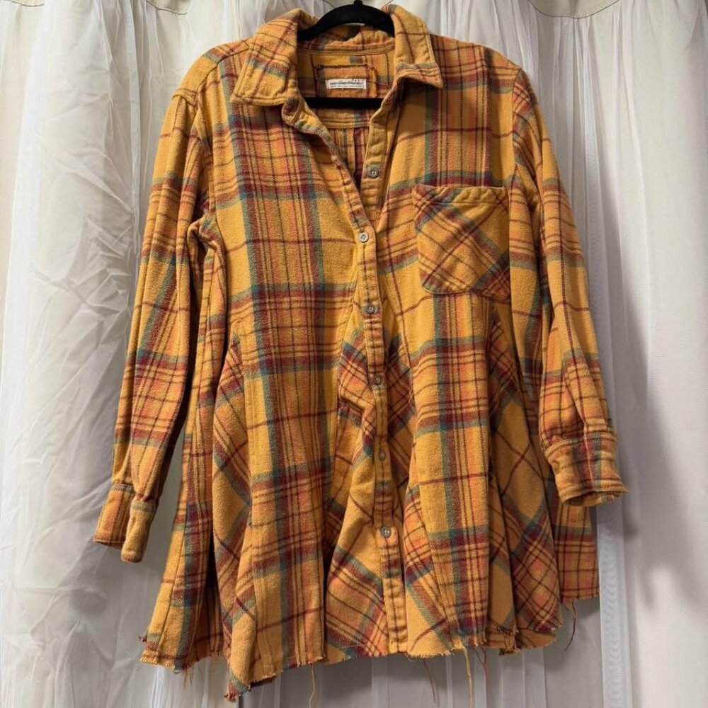 Free People We The Free Flannel Pleated Button Down Size L - Picture 6 of 6